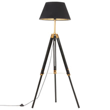 Stativlampe Schwarz und Golden Teak Massivholz 141 cm