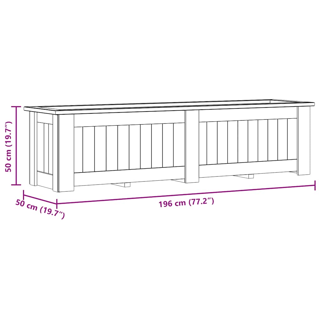 Hochbeet 196 x 50 x 50 cm Kiefernholz Imprägniert