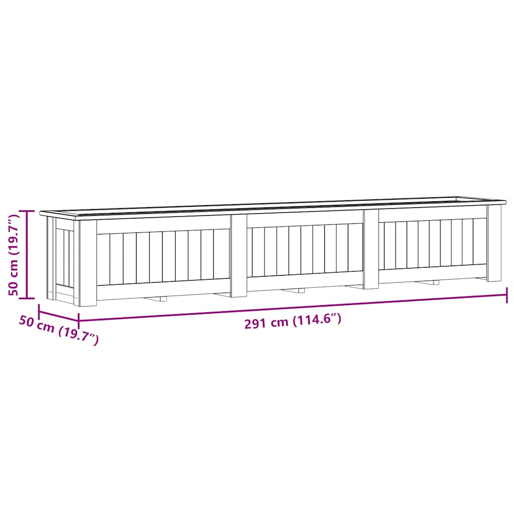 Hochbeet 291 x 50 x 50 cm Kiefernholz Imprägniert
