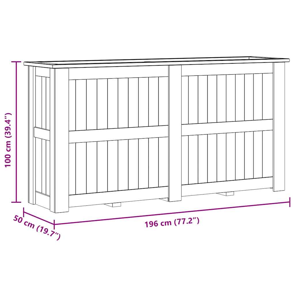 Hochbeet 196 x 50 x 100 cm Kiefernholz Imprägniert