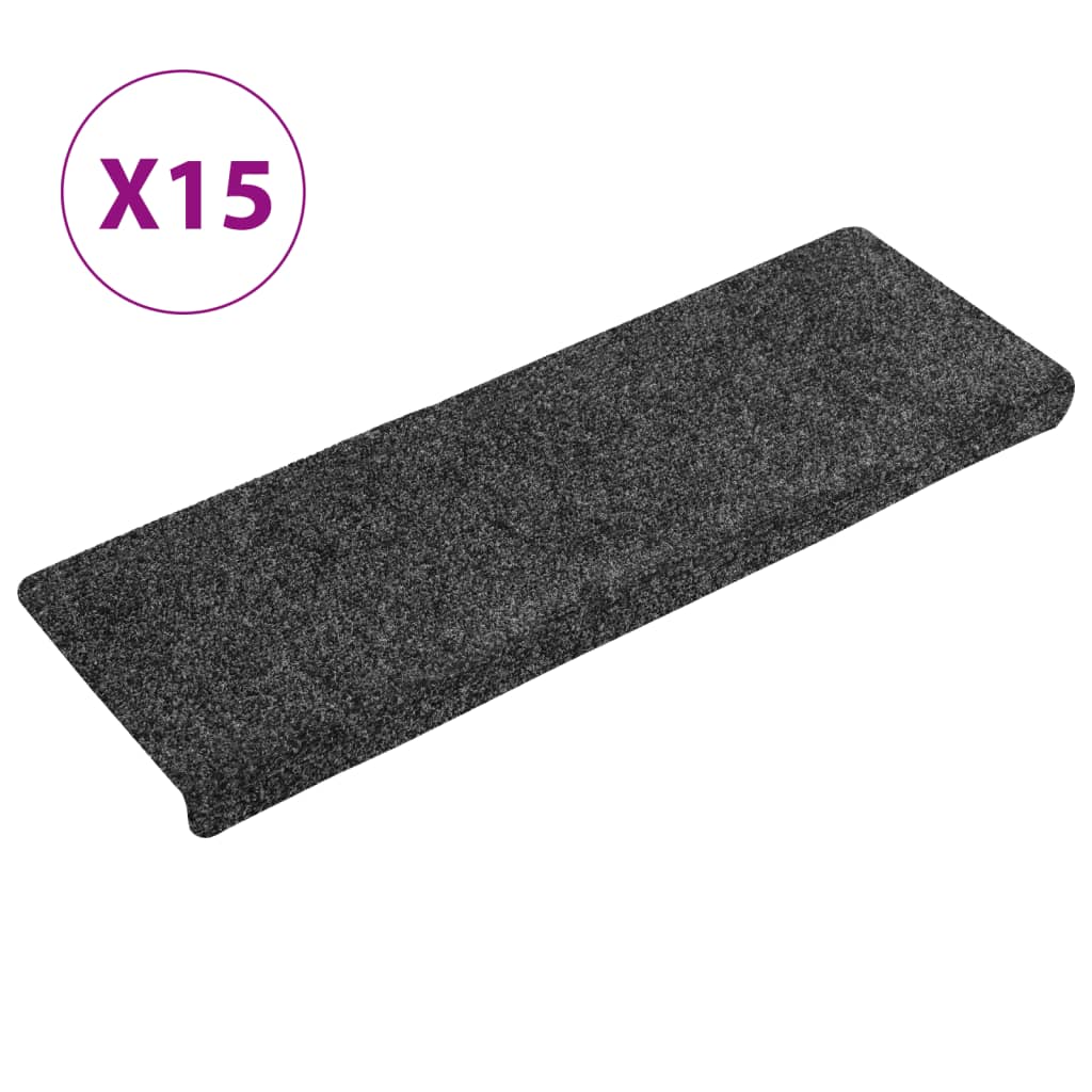 Stufenmatten Selbstklebend 15 Stk. 65x21x4 cm Grau Rechteckiger Rand