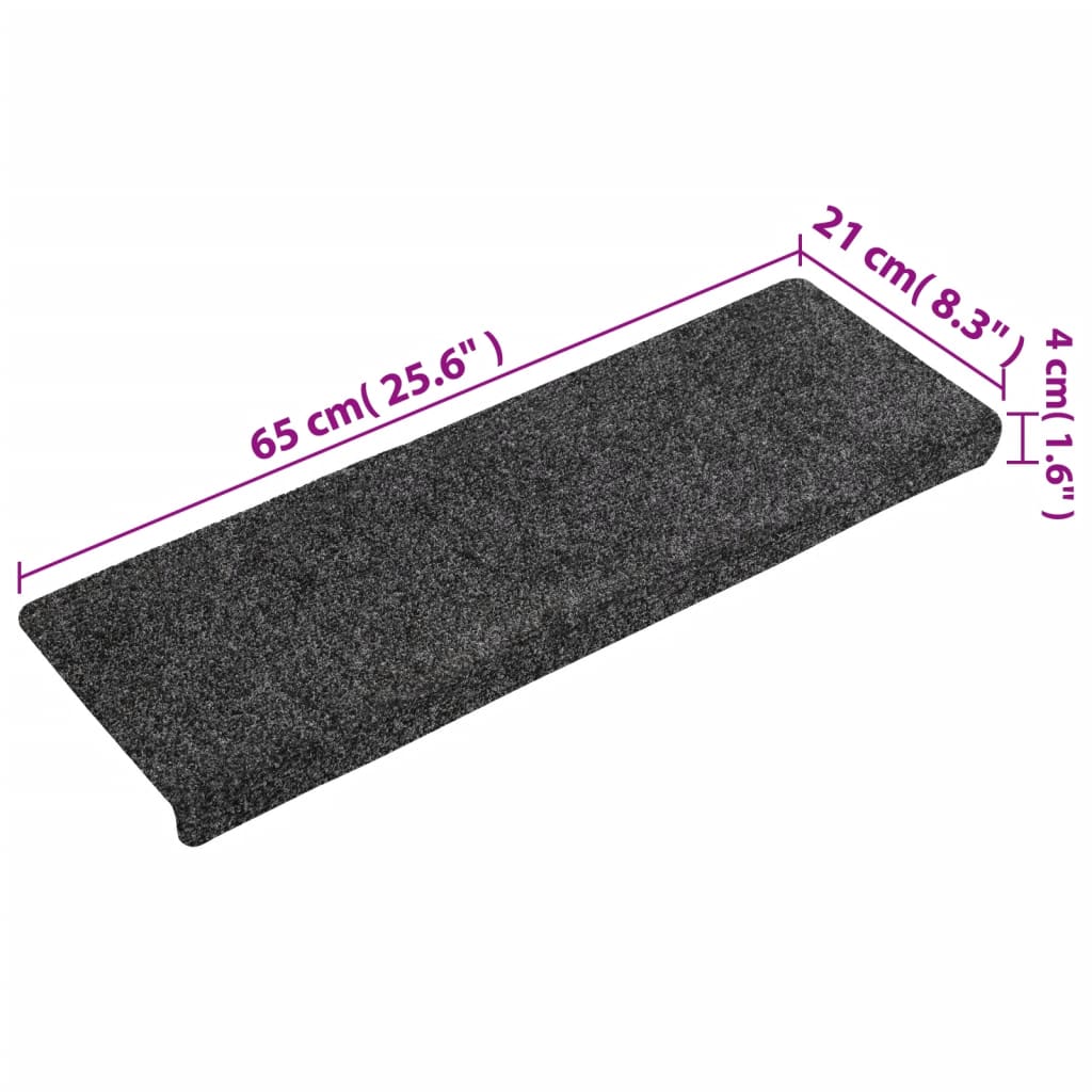 Stufenmatten Selbstklebend 15 Stk. 65x21x4 cm Grau Rechteckiger Rand