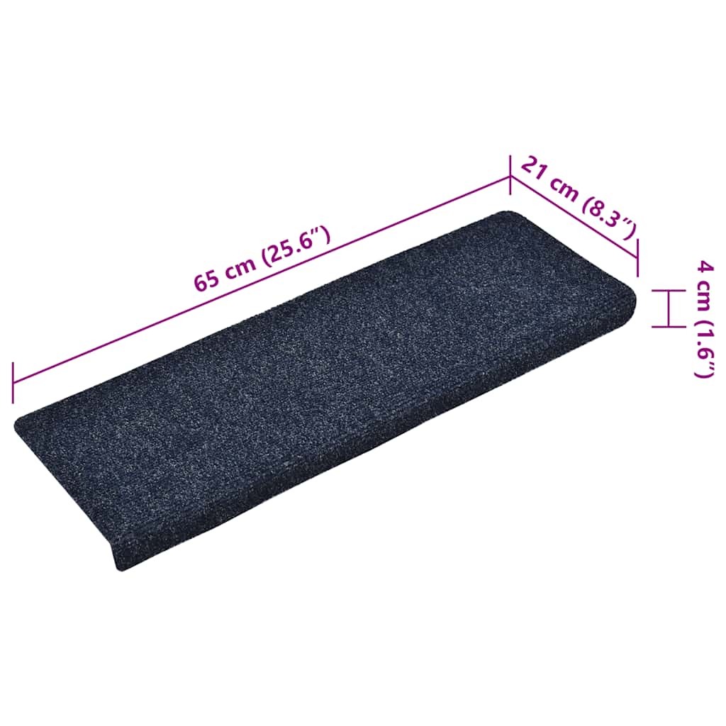 Stufenmatten Selbstklebend 15 Stk. 65x21x4 cm Blau Rechteckiger Rand