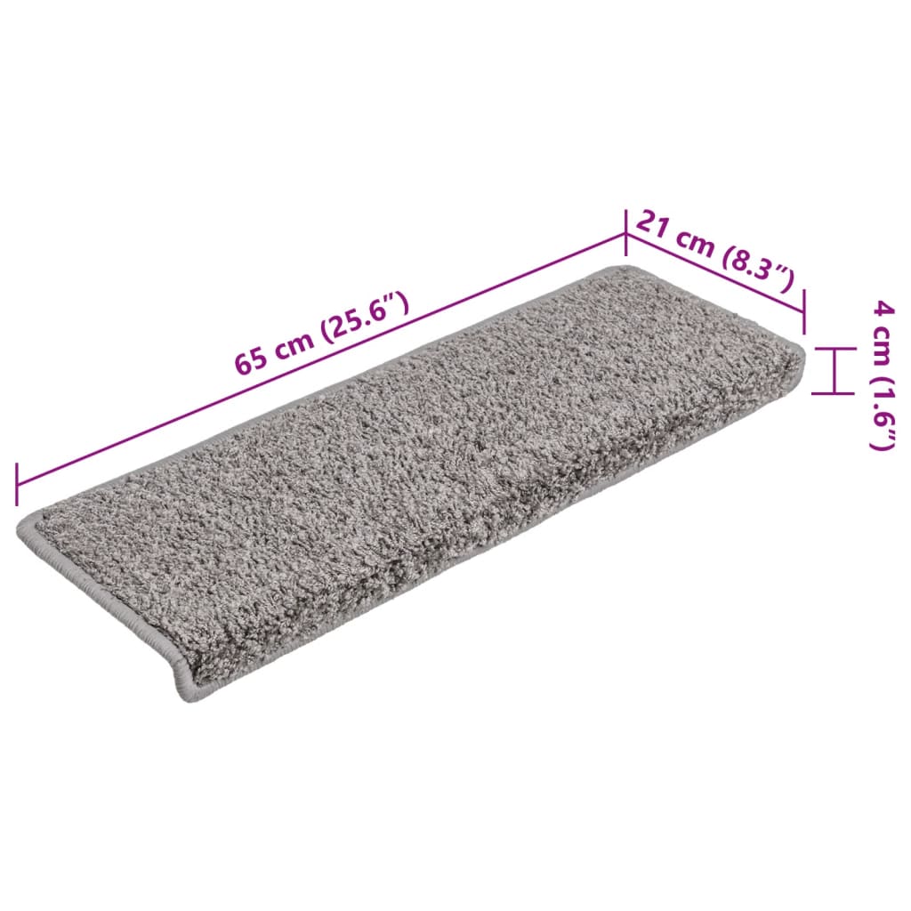 Stufenmatten 15 Stk. 65x21x4 cm Grau Rechteckiger Rand
