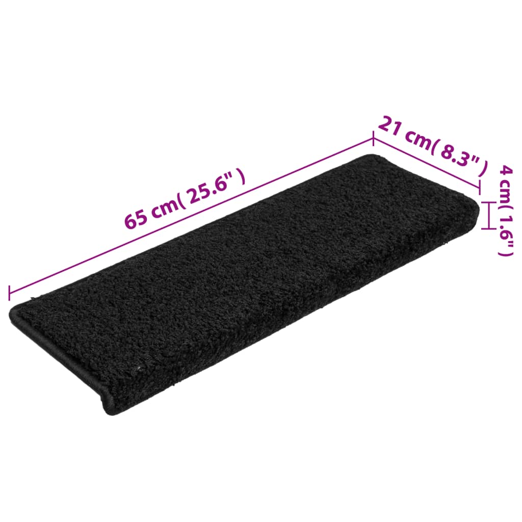 Stufenmatten 15 Stk. 65x21x4 cm Schwarz Rechteckiger Rand