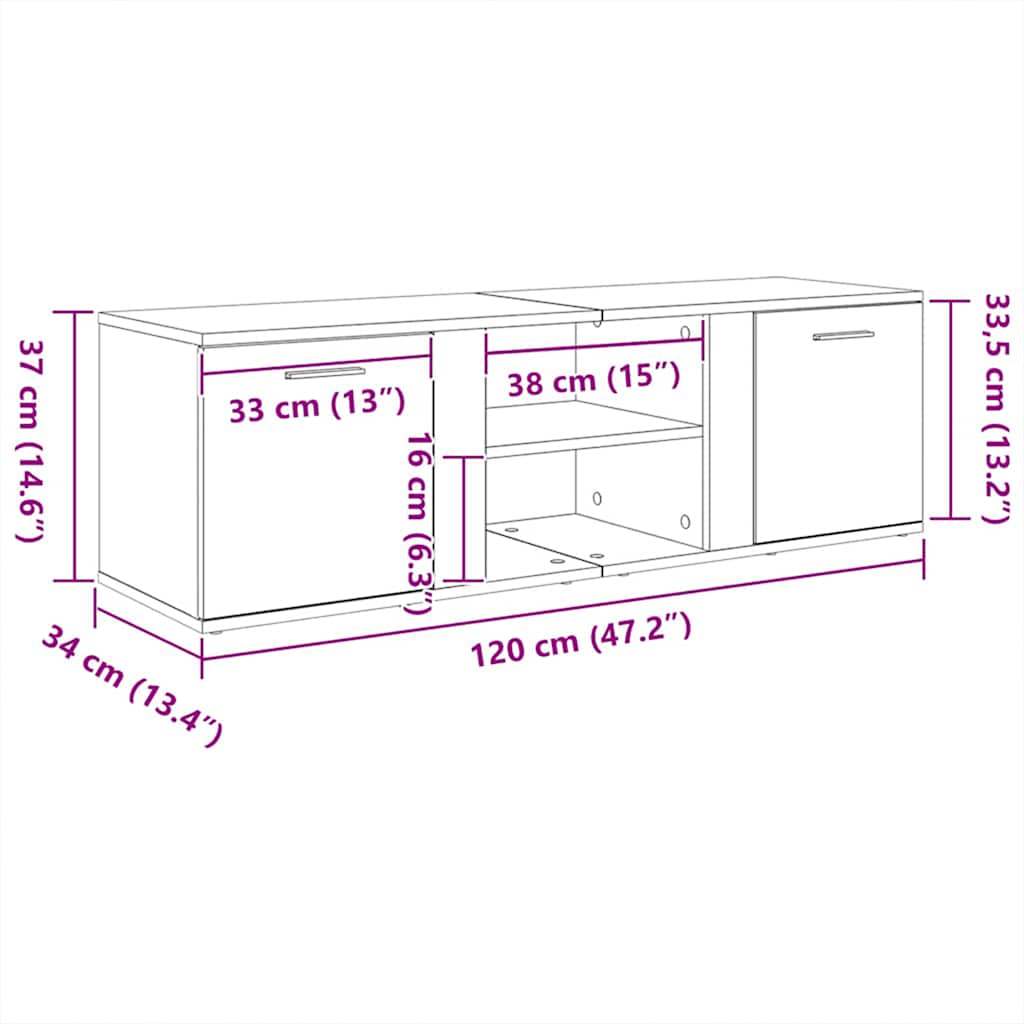 TV-Schrank Weiß 120x34x37 cm Holzwerkstoff