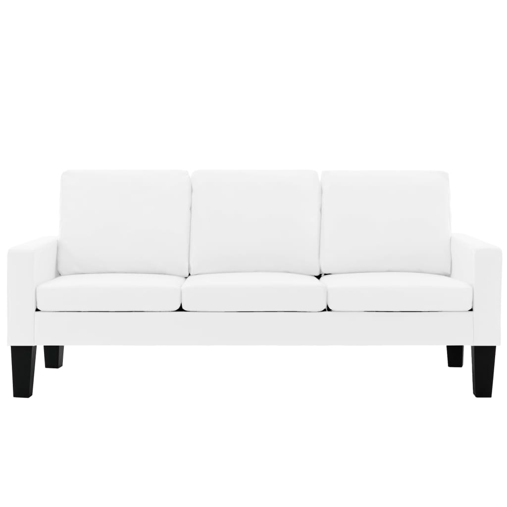 3-Sitzer-Sofa Weiß Kunstleder