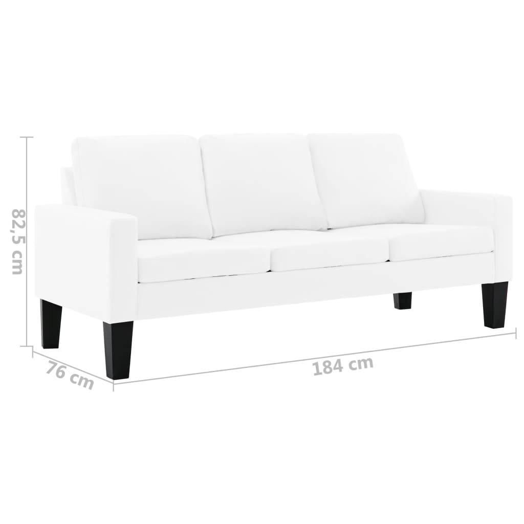 3-Sitzer-Sofa Weiß Kunstleder