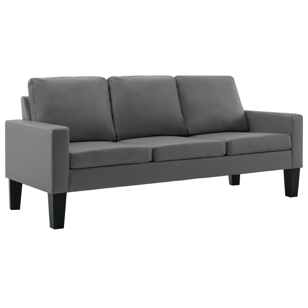 3-Sitzer-Sofa Grau Kunstleder