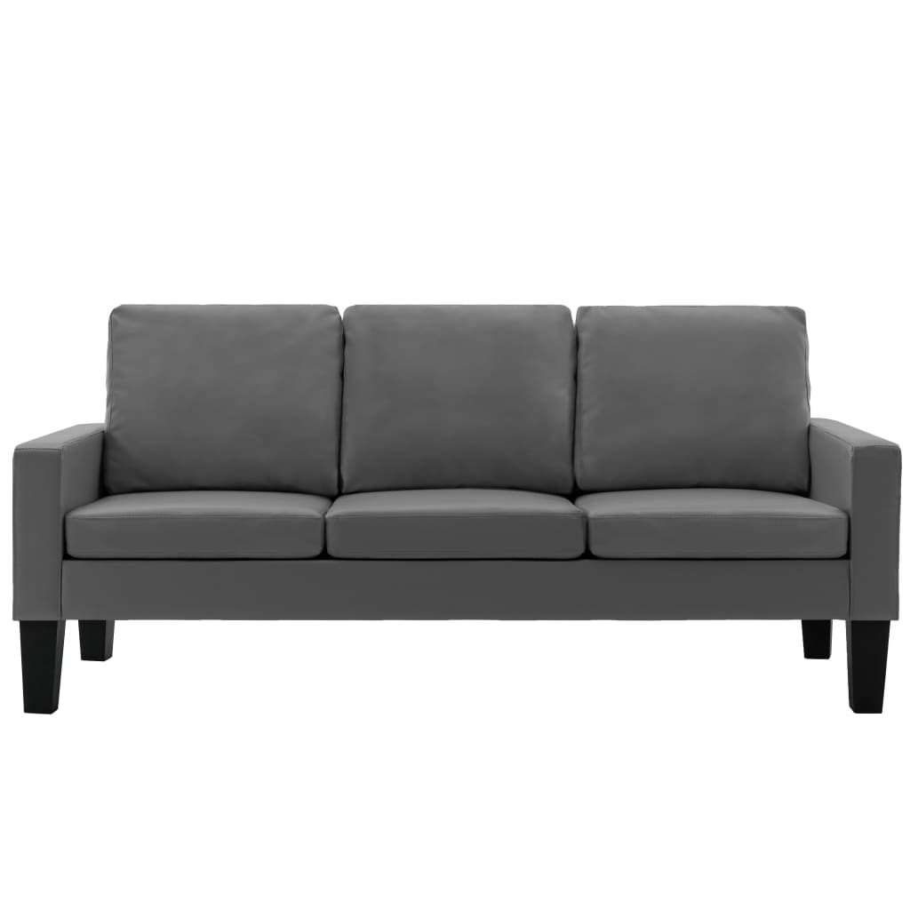 3-Sitzer-Sofa Grau Kunstleder