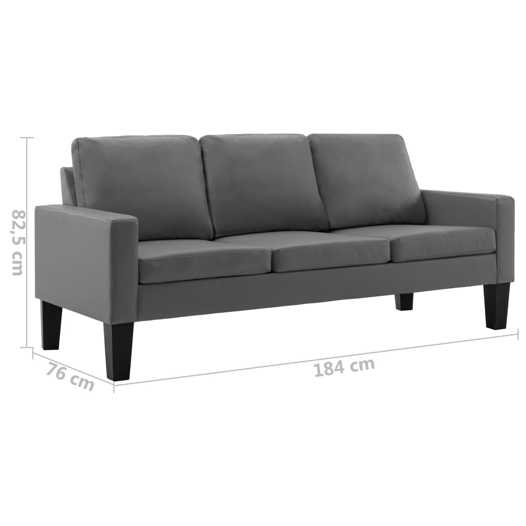 3-Sitzer-Sofa Grau Kunstleder