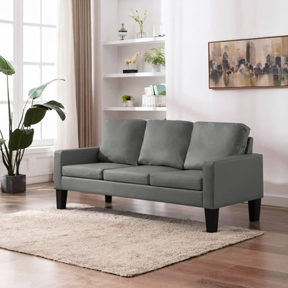 3-Sitzer-Sofa Grau Kunstleder