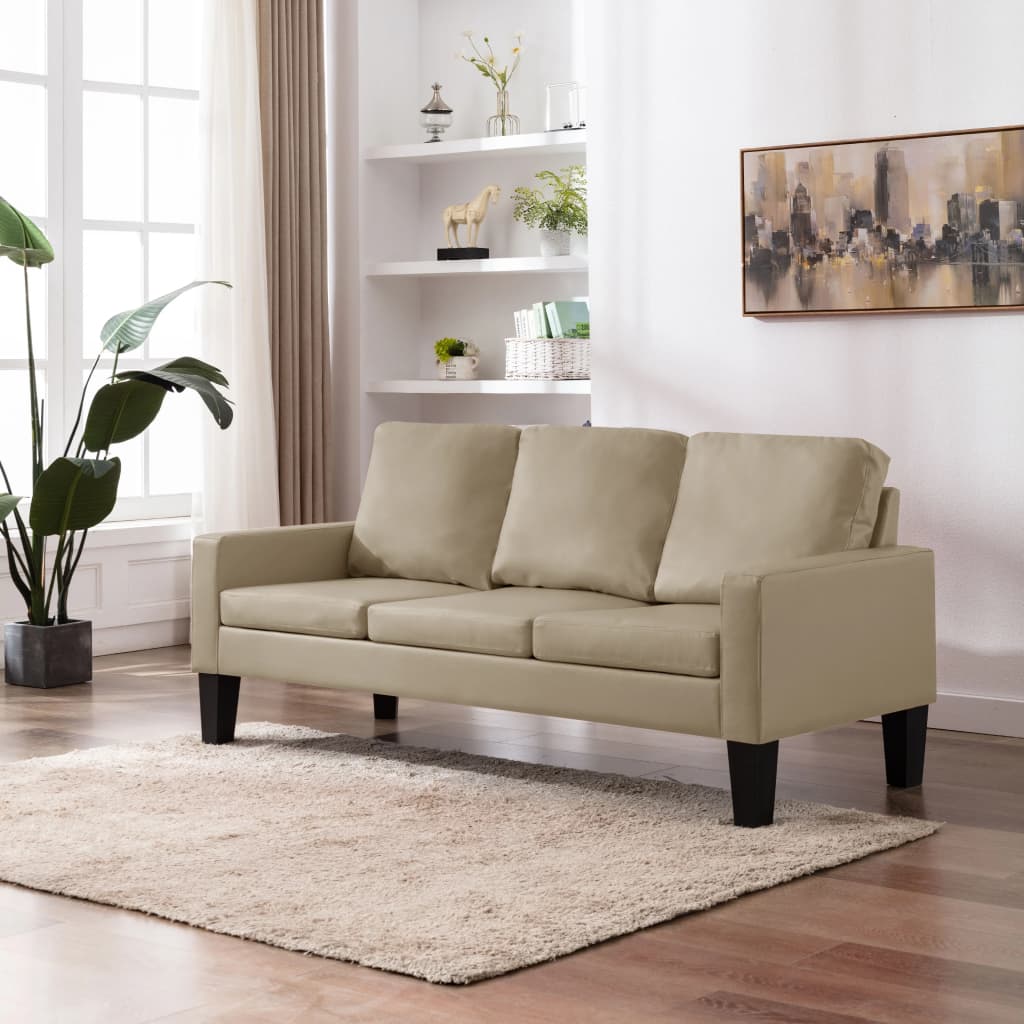 3-Sitzer-Sofa Cappuccino-Braun Kunstleder