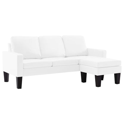 3-Sitzer-Sofa mit Hocker Weiß Kunstleder
