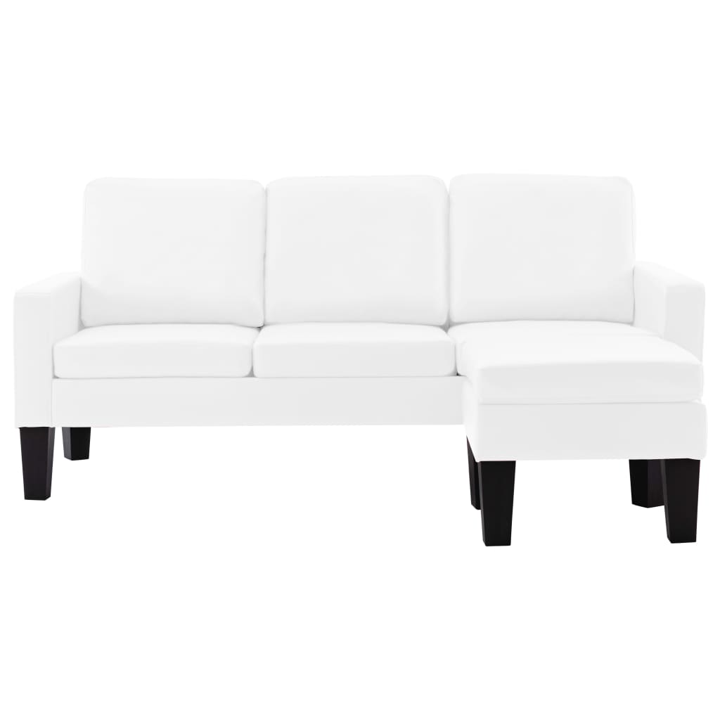 3-Sitzer-Sofa mit Hocker Weiß Kunstleder