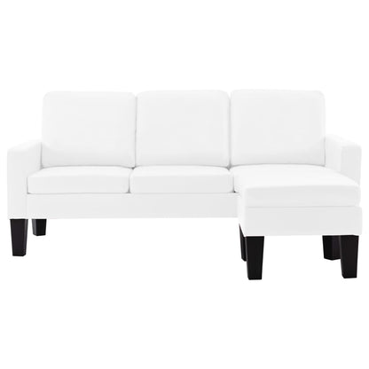 3-Sitzer-Sofa mit Hocker Weiß Kunstleder