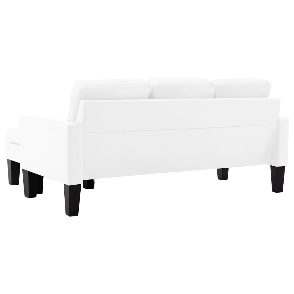 3-Sitzer-Sofa mit Hocker Weiß Kunstleder