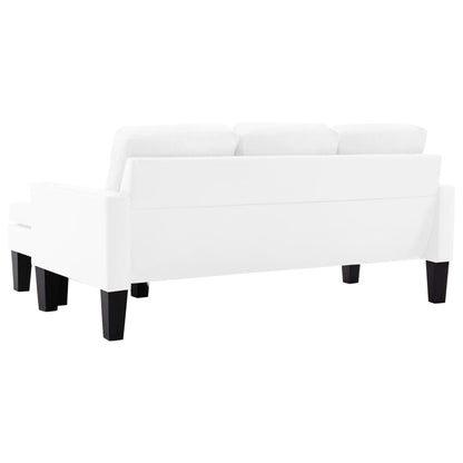 3-Sitzer-Sofa mit Hocker Weiß Kunstleder