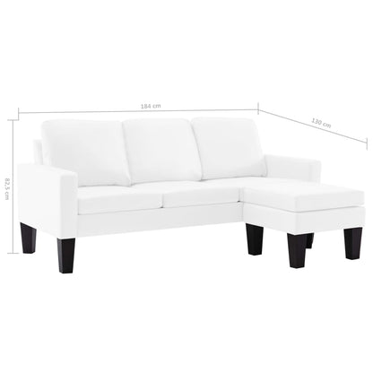 3-Sitzer-Sofa mit Hocker Weiß Kunstleder
