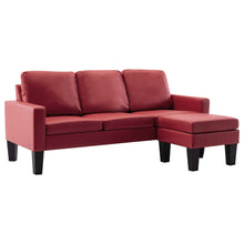 3-Sitzer-Sofa mit Hocker Weinrot Kunstleder