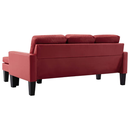 3-Sitzer-Sofa mit Hocker Weinrot Kunstleder