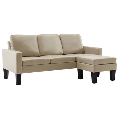 3-Sitzer-Sofa mit Hocker Cappuccino-Braun Kunstleder