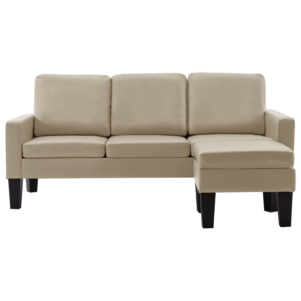 3-Sitzer-Sofa mit Hocker Cappuccino-Braun Kunstleder