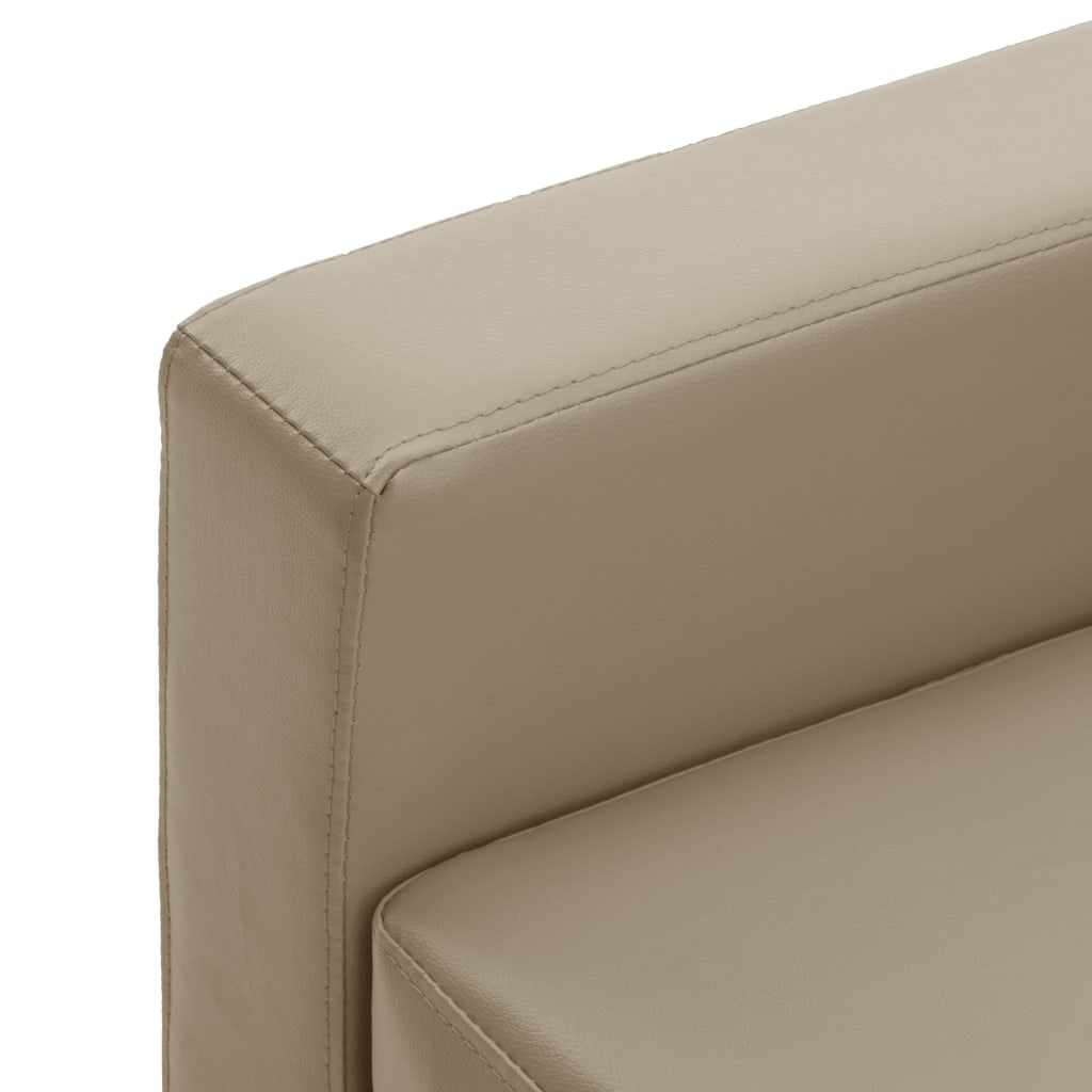 3-Sitzer-Sofa mit Hocker Cappuccino-Braun Kunstleder