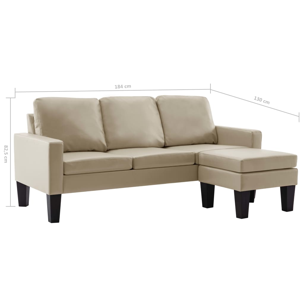 3-Sitzer-Sofa mit Hocker Cappuccino-Braun Kunstleder