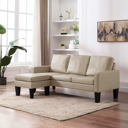 3-Sitzer-Sofa mit Hocker Cappuccino-Braun Kunstleder
