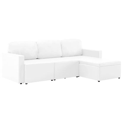 3-Sitzer Schlafsofa Modular Weiß Kunstleder