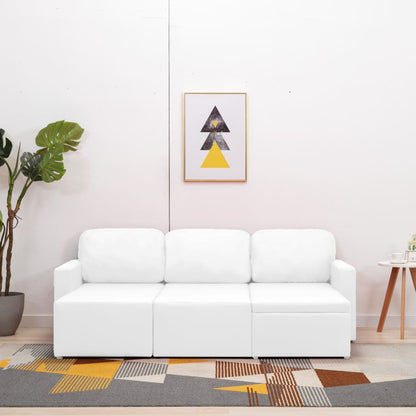 3-Sitzer Schlafsofa Modular Weiß Kunstleder