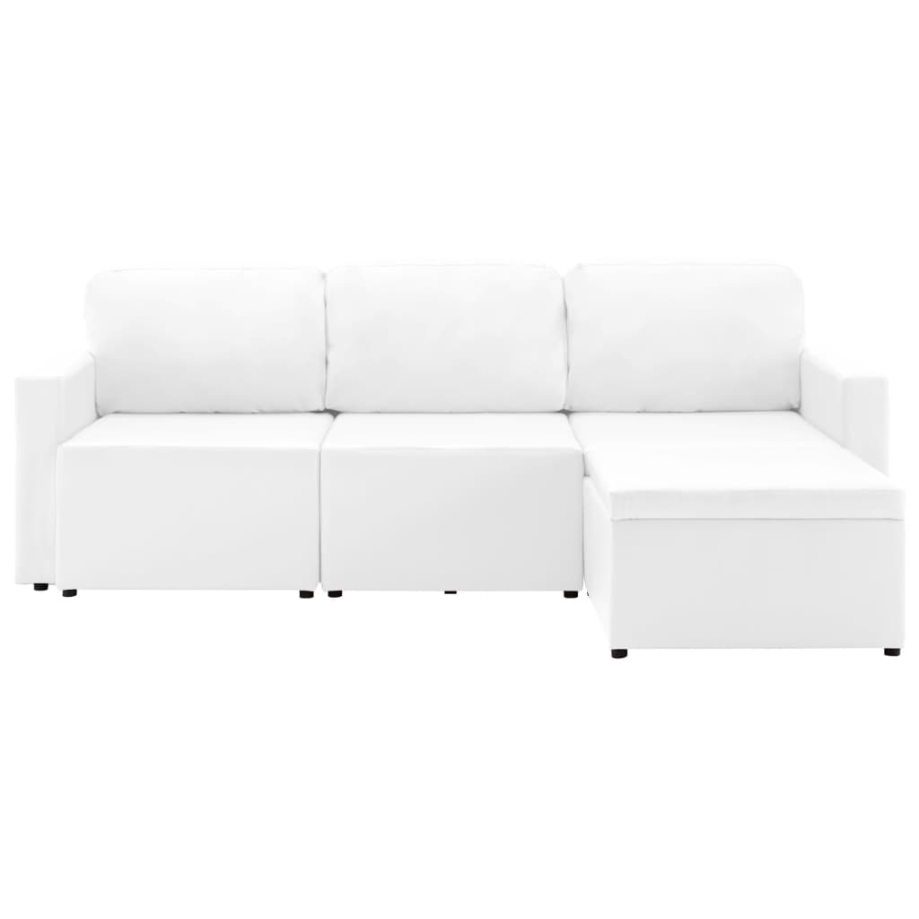 3-Sitzer Schlafsofa Modular Weiß Kunstleder