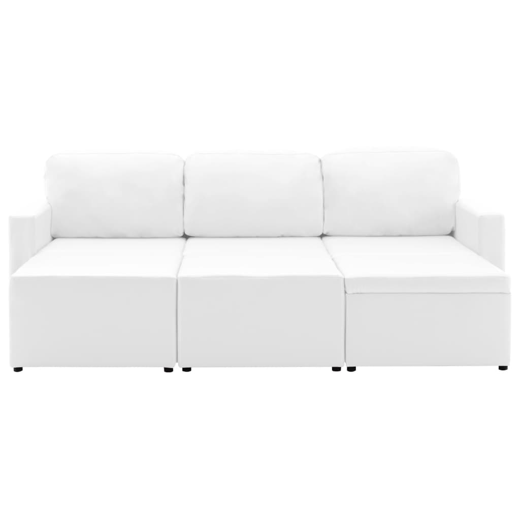 3-Sitzer Schlafsofa Modular Weiß Kunstleder
