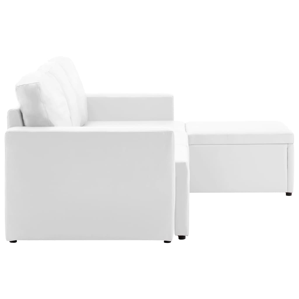 3-Sitzer Schlafsofa Modular Weiß Kunstleder