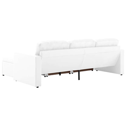3-Sitzer Schlafsofa Modular Weiß Kunstleder