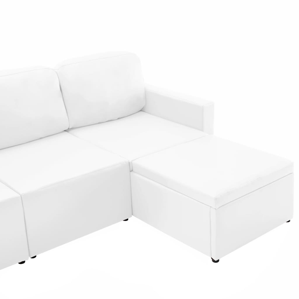 3-Sitzer Schlafsofa Modular Weiß Kunstleder
