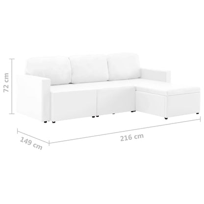 3-Sitzer Schlafsofa Modular Weiß Kunstleder