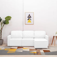 3-Sitzer Schlafsofa Modular Weiß Kunstleder