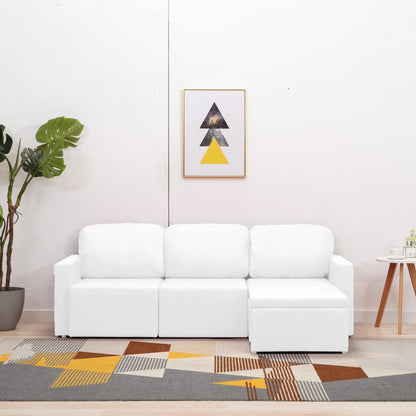 3-Sitzer Schlafsofa Modular Weiß Kunstleder
