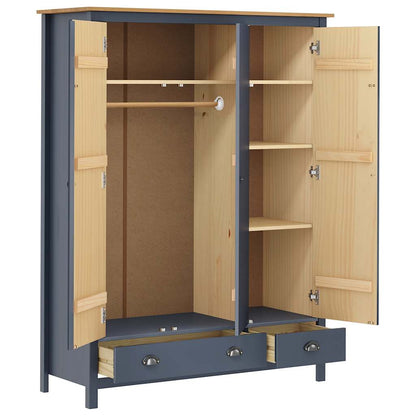 Kleiderschrank mit 3 Türen Hill Grau 127x50x170 cm Kiefernholz