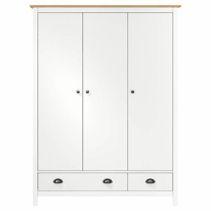 Kleiderschrank mit 3 Türen Hill Weiß 127x50x170 cm Kiefernholz