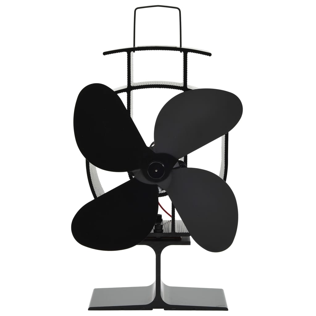 Ofenventilator Wärmebetrieben 4 Blätter Schwarz 18 x 9.5 x 22.5 cm (4 Flügel)