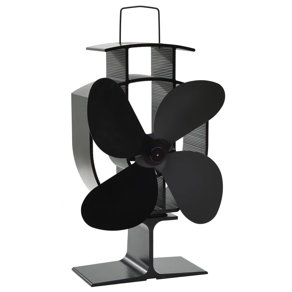Ofenventilator Wärmebetrieben 4 Blätter Schwarz 18 x 9.5 x 22.5 cm (4 Flügel)