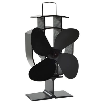 Ofenventilator Wärmebetrieben 4 Blätter Schwarz 18 x 9.5 x 22.5 cm (4 Flügel)