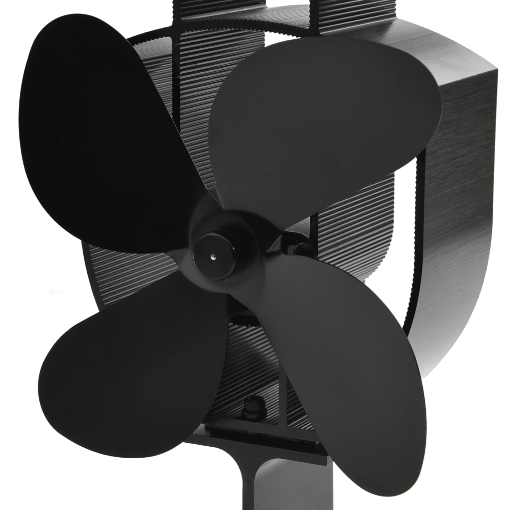 Ofenventilator Wärmebetrieben 4 Blätter Schwarz 18 x 9.5 x 22.5 cm (4 Flügel)