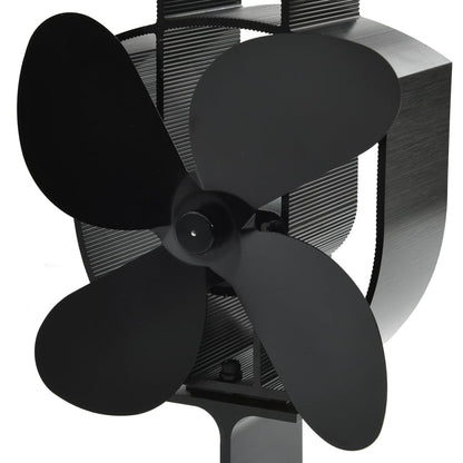 Ofenventilator Wärmebetrieben 4 Blätter Schwarz 18 x 9.5 x 22.5 cm (4 Flügel)