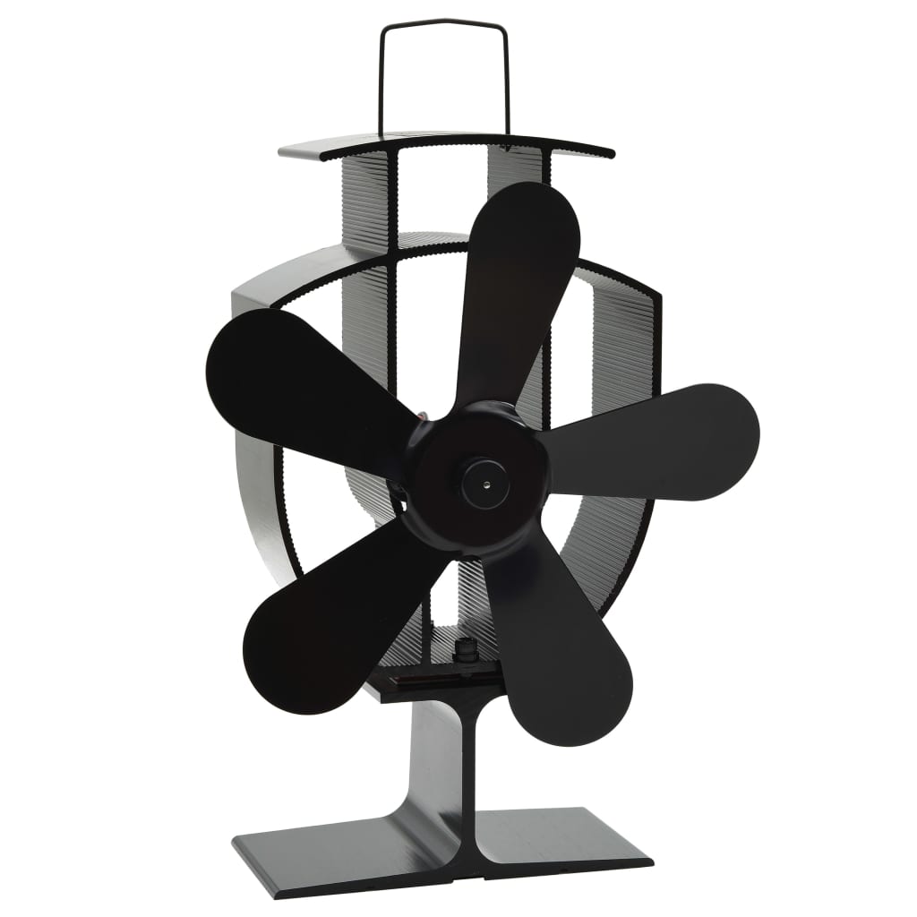 Ofenventilator Wärmebetrieben 5 Blätter Schwarz 16.5 x 8 x 22.5 cm (5 Flügel)