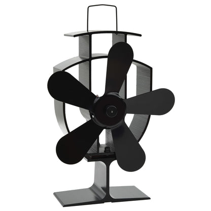 Ofenventilator Wärmebetrieben 5 Blätter Schwarz 16.5 x 8 x 22.5 cm (5 Flügel)