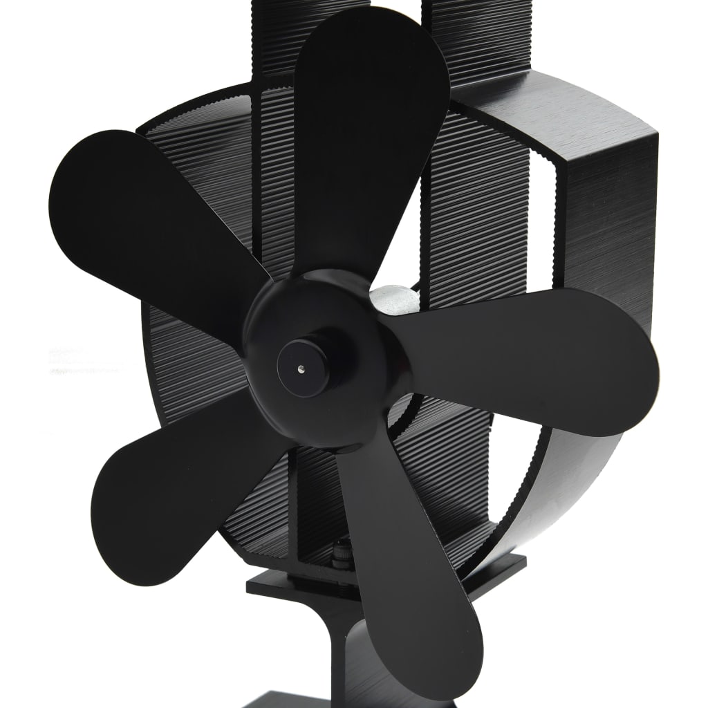 Ofenventilator Wärmebetrieben 5 Blätter Schwarz 16.5 x 8 x 22.5 cm (5 Flügel)